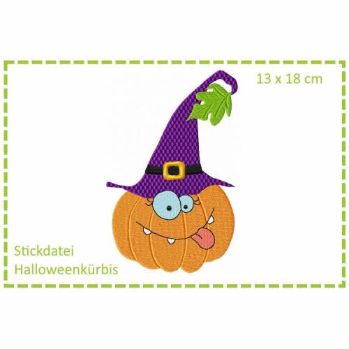 Halloween Kürbis - Halloweeneule 13x18 Stickdatei