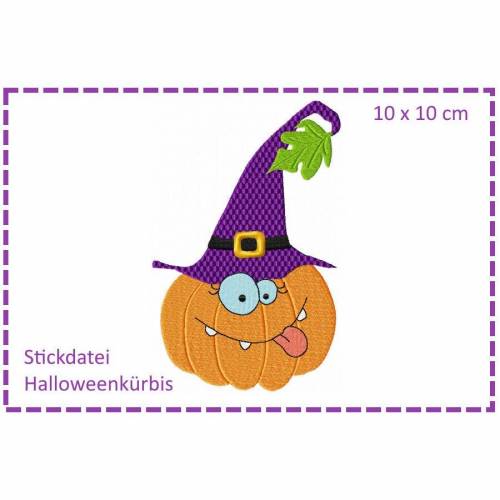 Halloween Kürbis - Halloweeneule 10x10 Stickdatei