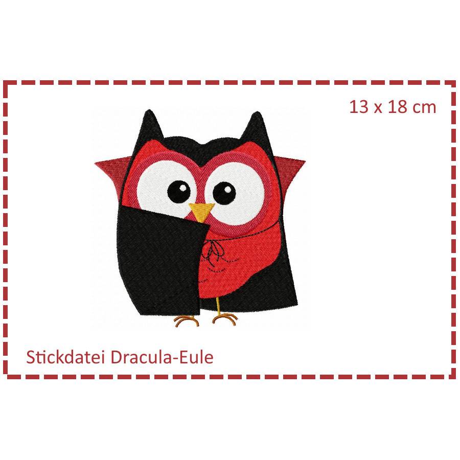Dracula-Eule - Halloweeneule 13x18 Stickdatei Bild 1