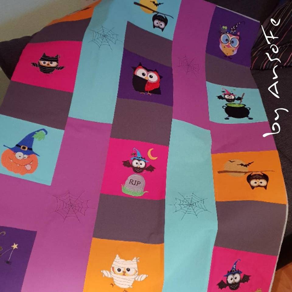 Dracula-Eule - Halloweeneule 13x18 Stickdatei Bild 4