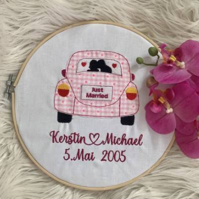 Stickdatei Doodle Hochzeitsauto, Brautpaar, Hochzeit, Auto Set 861