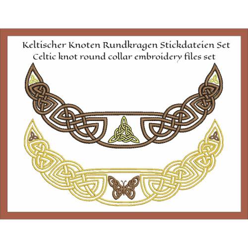 Keltischer Knoten Rundkragen Stickdateien-Set  23x10cm