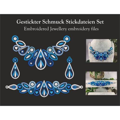 Gestickter Schmuck Stickdateien Set "Tropfen"