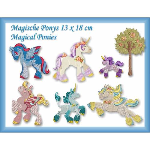 Magische Ponys Stickdateien Set 10x 10, 13 x 18, 14 x 14 (cm)