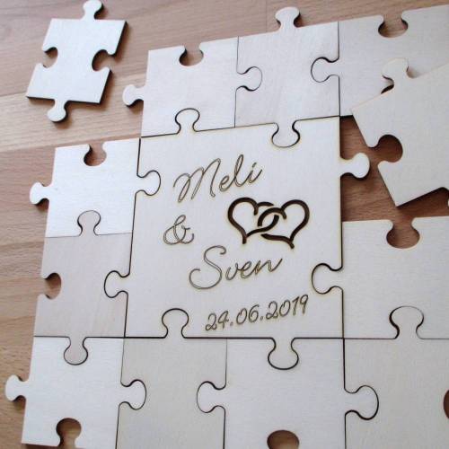 Hochzeits- Gästepuzzle aus Holz, 13-teilig 4 x 4