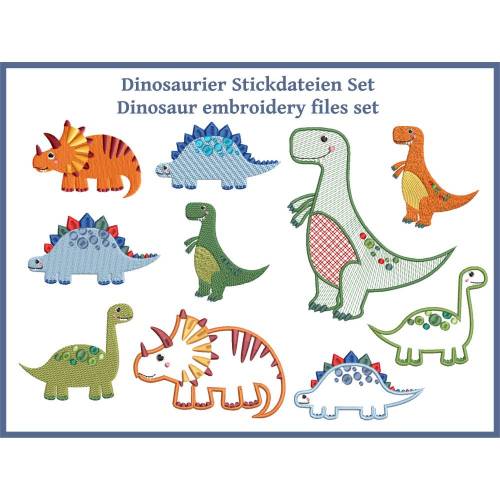 Dinosaurier Stickdateien Set 10x10 und 13x18