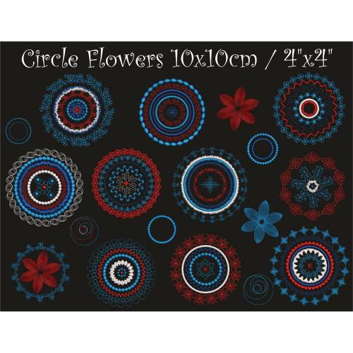 Circle Flowers Mandalas Stickdateien Set 10x10cm