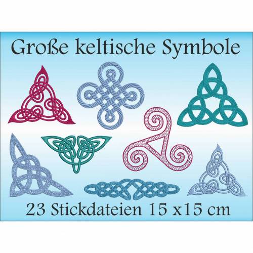 Große keltische Symbole Stickdateien Set 15 x 15cm