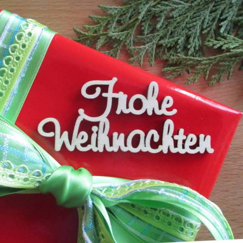 Holz-"Frohe Weihnachten"-Schriftzug klein