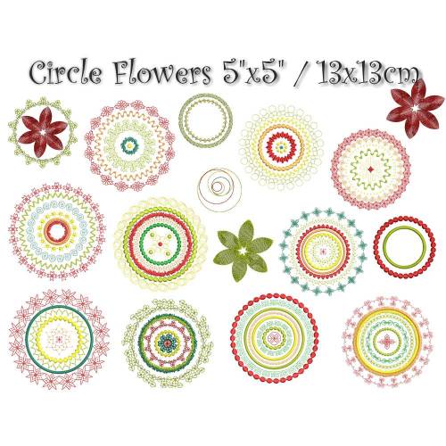 Circle Flowers Mandalas Stickdateien Set 13x13cm