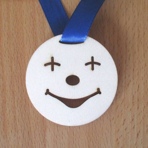 Medaille Smile aus Holz, Orden, Clown
