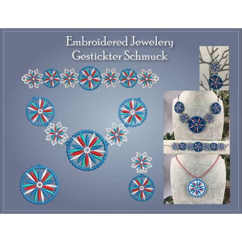 Gestickter Schmuck Stickdateien Set "Blume"