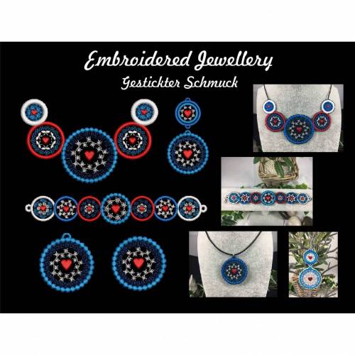 Gestickter Schmuck Stickdateien Set "Circle Flowers"