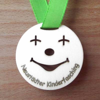 Holzmedaille "Smile" individualisiert, Faschingsorden