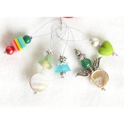 Maschenmarkierer Set kleiner Mix – Wichtel, Engel, Herz, Würfel, Blume – Handgemacht, ideal zum Stricken