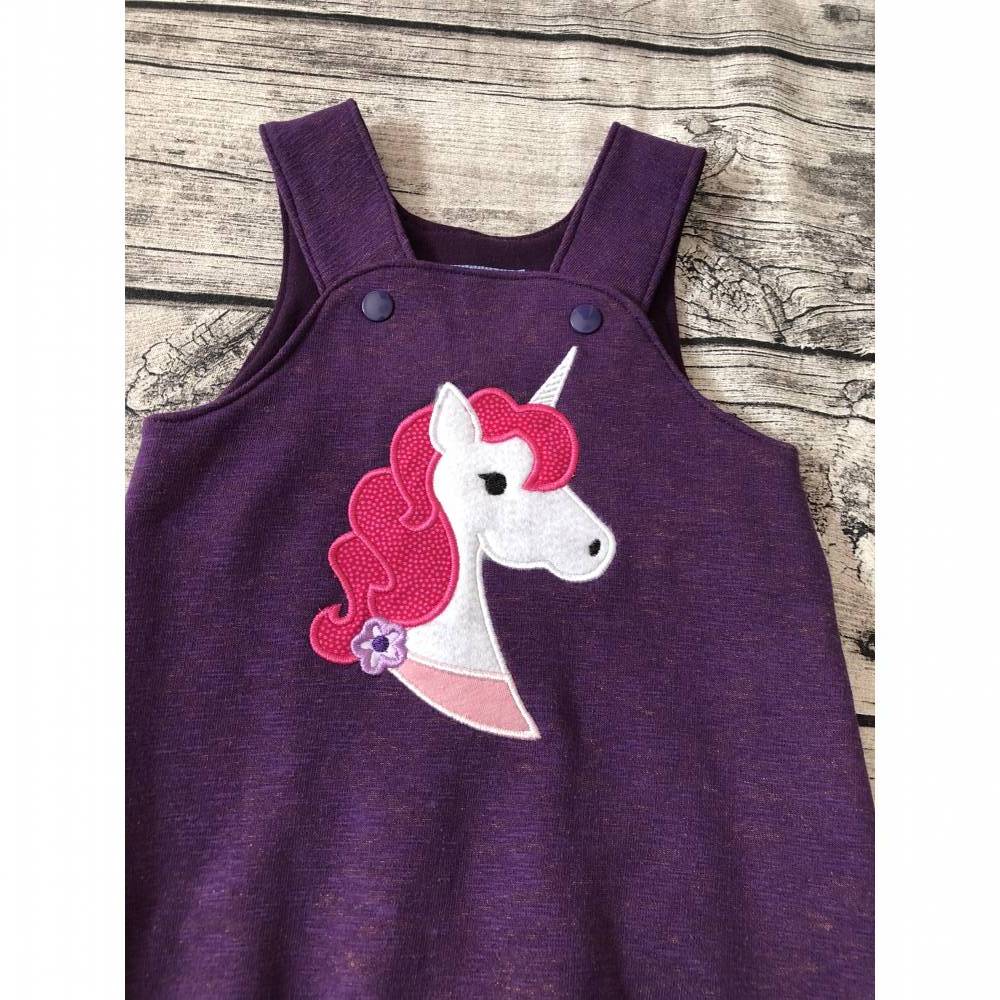 Süße Latzhose / Strampelhose gr.56 lila meliert Einhorn Bild 2