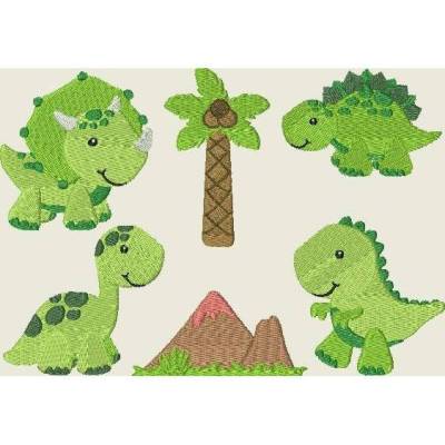 Stickdatei Dino Dinosaurier Dinoland Set 084 Maschinestickerei 10x10 / 4x4"