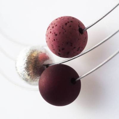 Polariskette weinrot silber 