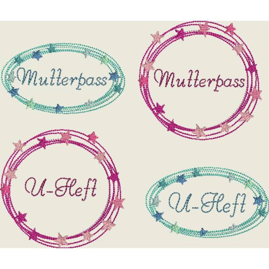 Stickdatei Mutterpass  U-Heft Doodle Button Rahmen 452 Maschinenstickerei Bild 1
