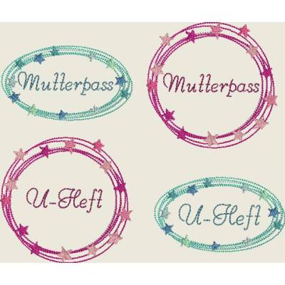 Stickdatei Mutterpass  U-Heft Doodle Button Rahmen 452 Maschinenstickerei