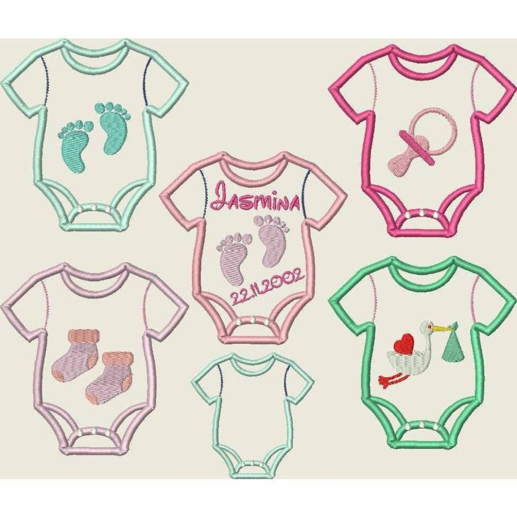 Stickdatei Baby Body 10x10 und 13x18 Applikation Taufe Geburt Set 395 Bild 1