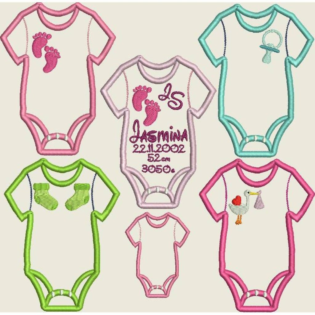 Stickdatei Baby Body 10x10 und 13x18 Applikation Taufe Geburt Set 395 Bild 2