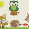 Stickdatei Tiere im Wald  Fuchs  Reh  Eule Igel Sonne 131