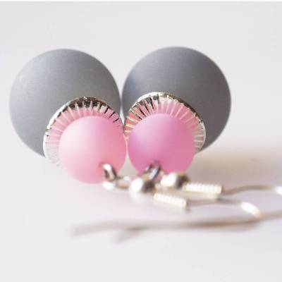 Ohrringe grau rosa 