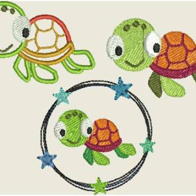 Stickdatei Schildkröte Applikation / Doodle  456 Maschinenstickerei