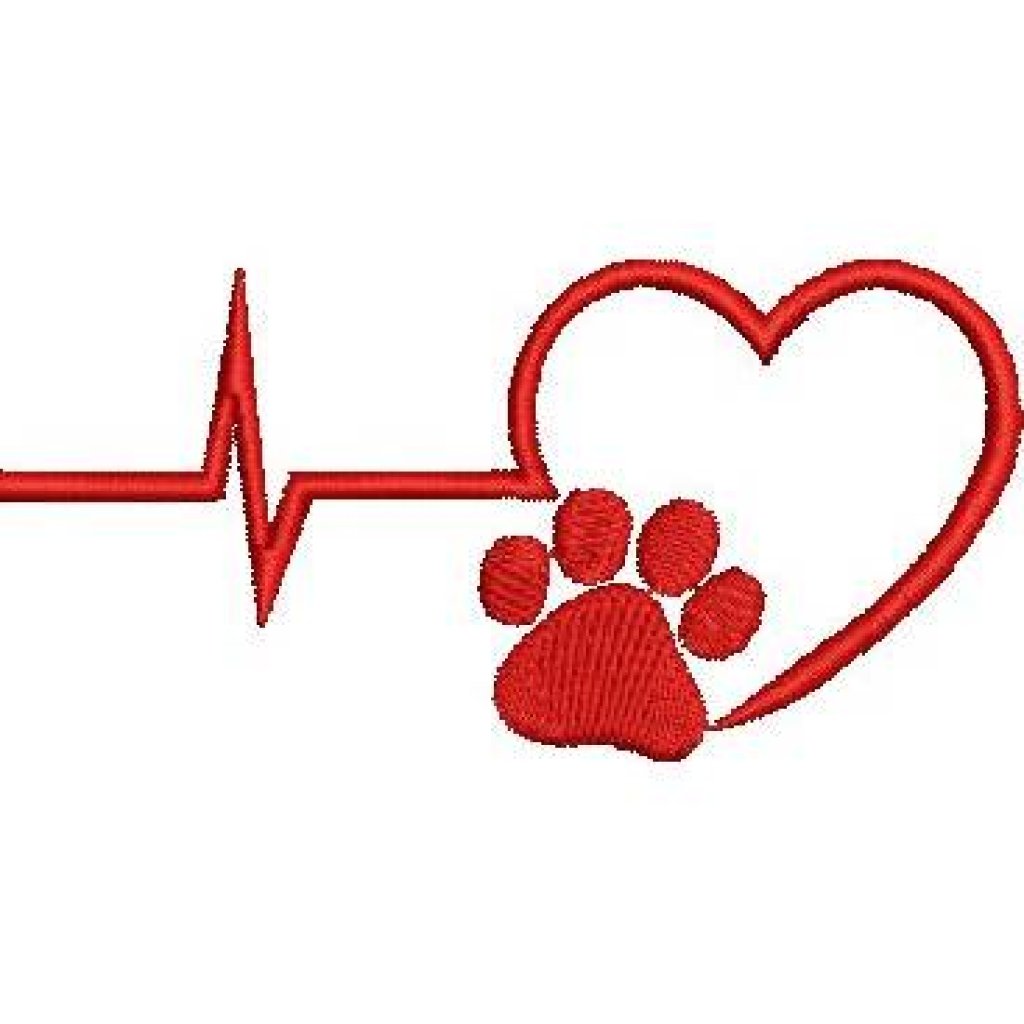 Stickdatei Hund Pfote Herz Herzlinie – Maschinenstickerei für Heimtierausweis, Kissen & Halstuch Bild 4