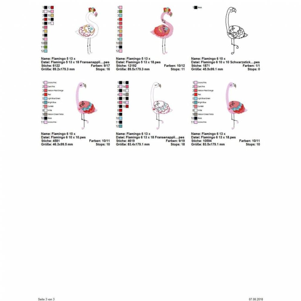 Digitale Stickserie Flamingo Love 10x10 - 13x18 cm (4x4 - 5x7") Stickrahmen Bild 4