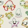 Stickdatei Unterwasserwelt 10x10  Applikation Seestern Seepferdchen Clownfisch Koralle Fisch  Set 180
