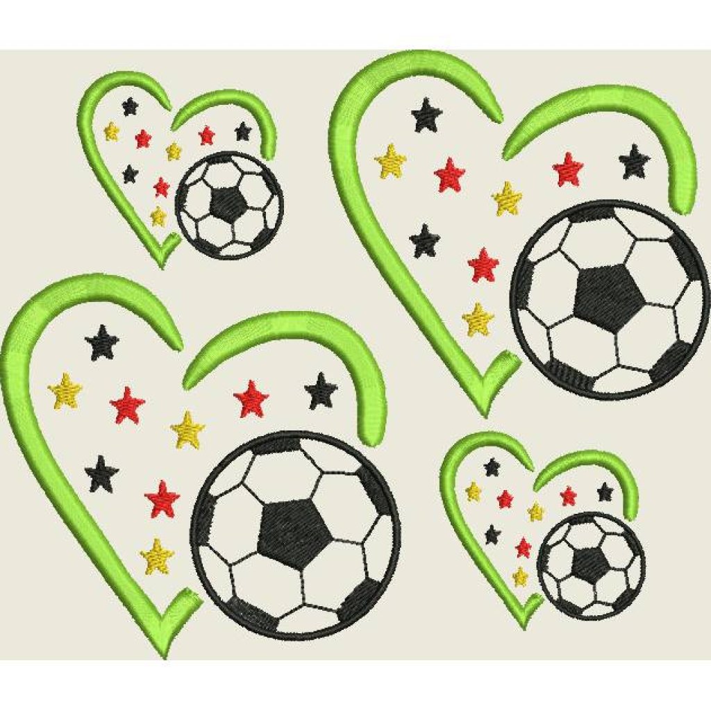 Stickdatei Fussball im Herz  Applikation in 4 Größen  517 Maschinenstickerei Bild 3