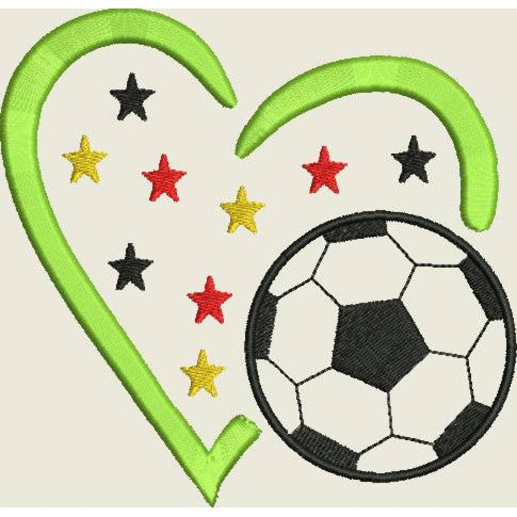 Stickdatei Fussball im Herz  Applikation in 4 Größen  517 Maschinenstickerei Bild 4