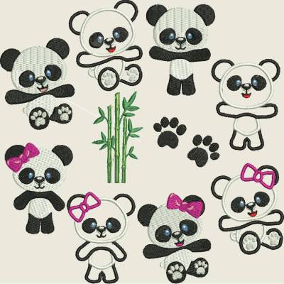 Stickdatei Stickmuster  Panda * Pandabär 469 Maschinenstickerei