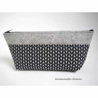 Federmäppchen Mäppchen grafisch schwarz-weiß