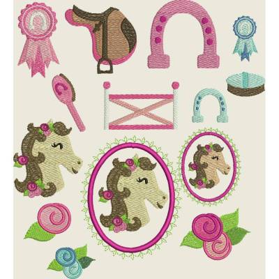 Stickdatei Pferd, Pferdeliebe, Hufeisen Set 299