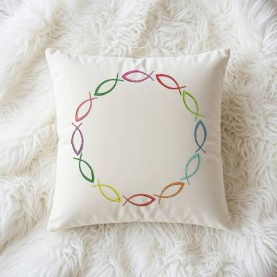 Stickdatei 4x Fisch, Geburt, Taufe, Kommunion, Konfirmation, Maschinenstickerei Set 559