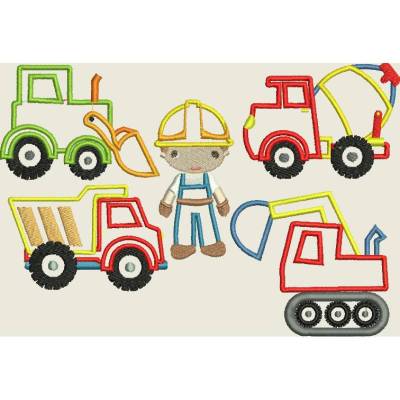 Stickdatei Baustelle / Fuhrpark / Applikation 275 Maschinenstickerei