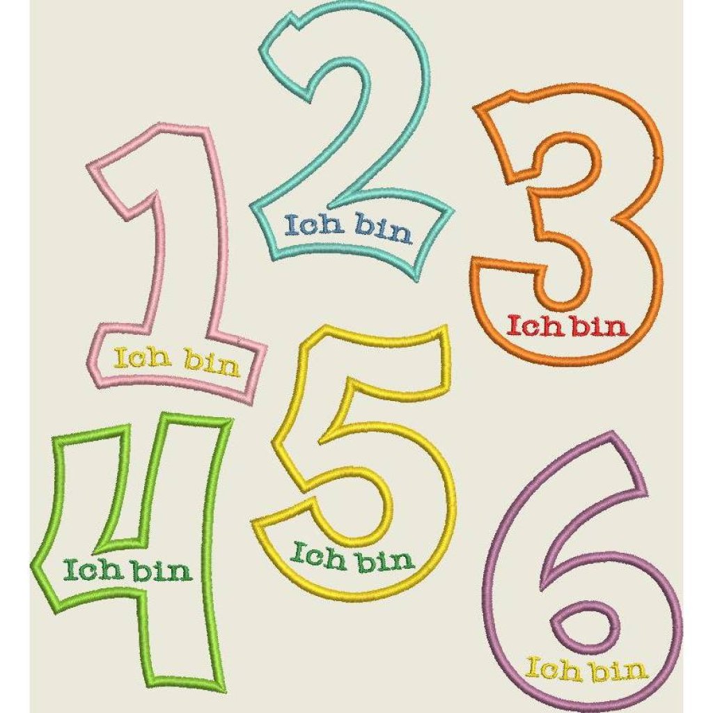 Stickdatei Zahl, Zahlen Ich bin, Maschinenstickerei, Geburtstag, Set 555 Bild 1
