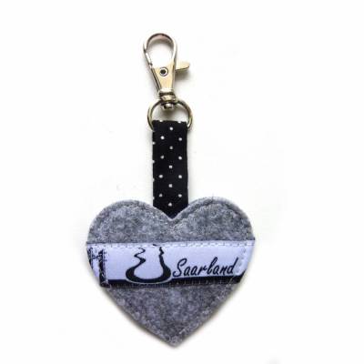 Taschenbaumler Herz-Anhänger Schlüsselanhänger Taschenanhänger "Saarland" aus Filz und Webband