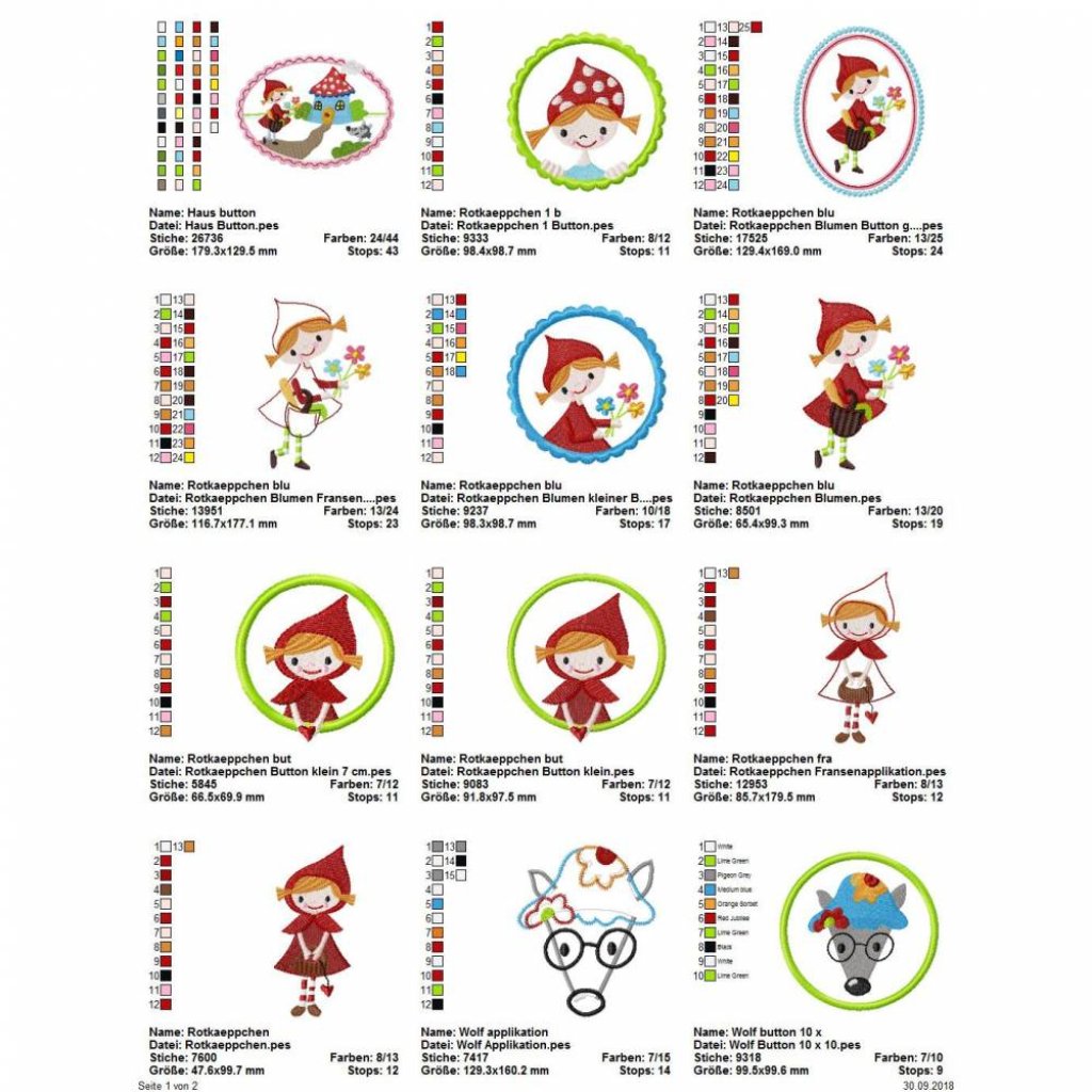 Digitale Stickserie Janeas World Red Riding Hood 10x10 - 13x18 cm (4x4 - 5x7") Stickrahmen Bild 2