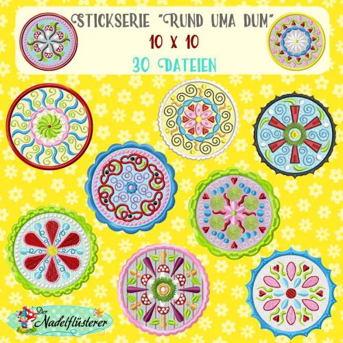 Digitale Stickserie  Rund uma dum 10x10 cm (4x4") Stickrahmen