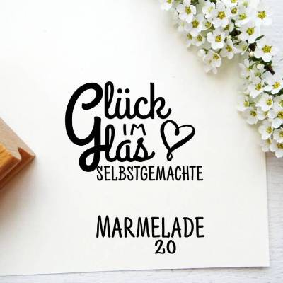 Stempel "Glück im Glas" Marmeladenetikett für jede Marmelade, selbst ausfüllen, Universaletikett, selbstgemacht, Geschenke aus der Küche