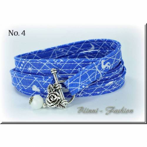Wickelarmband aus Stoff mit Perlenanhänger, Schmuck, Armband, Textilschmuck by Blinni-Fashion