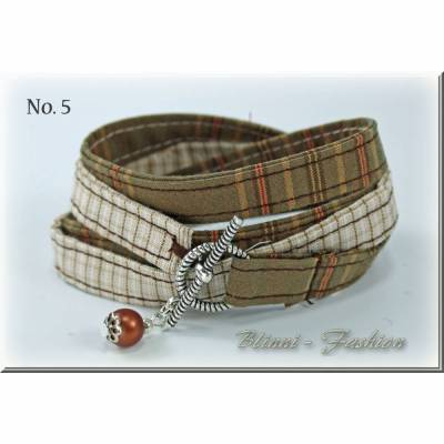 Wickelarmband aus Stoff mit Perlenanhänger, Schmuck, Armband, Textilschmuck by Blinni-Fashion