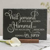 Schieferplatte mit Spruch „Himmel“ – Erinnerungsplatte aus Naturstein, 20 x 30 cm