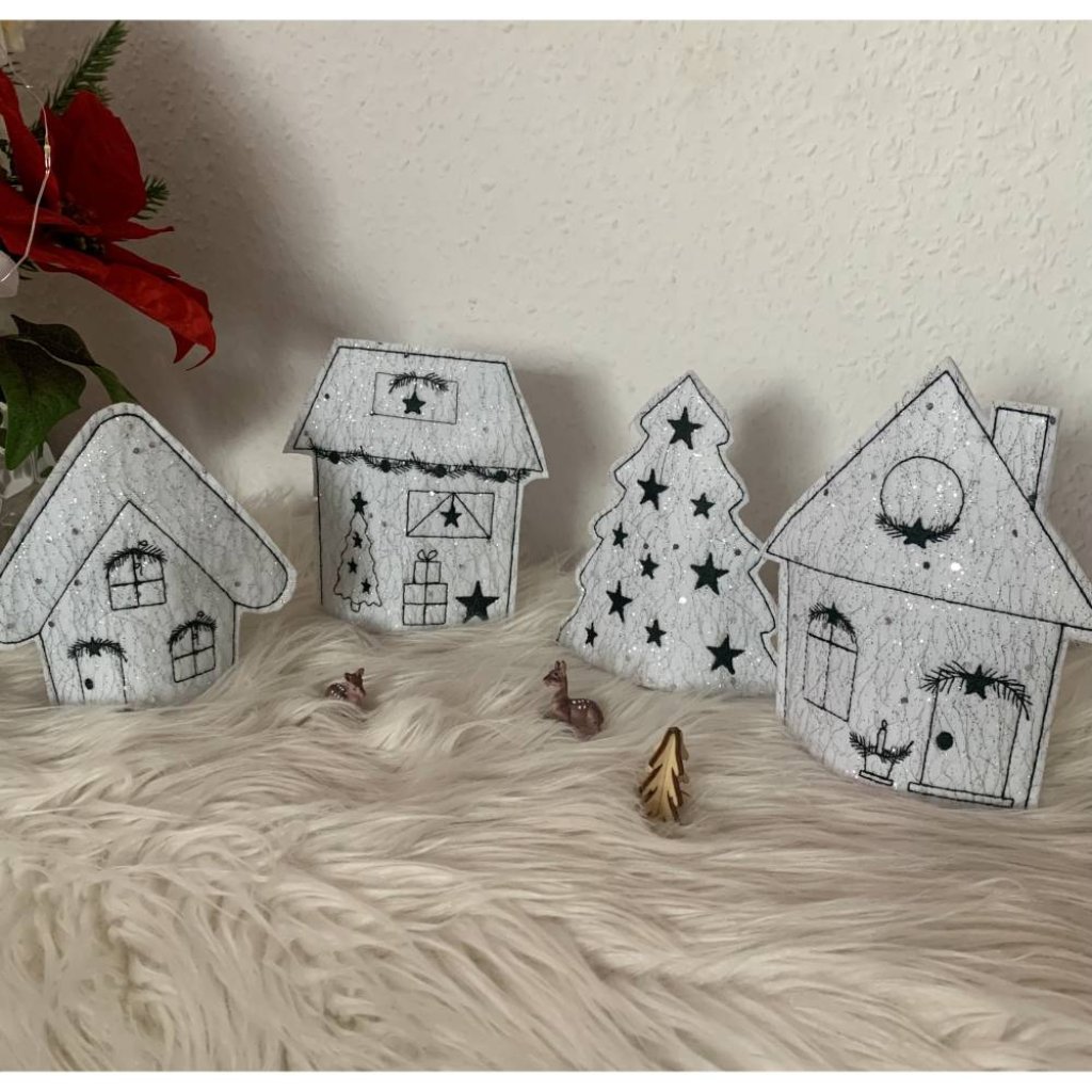 Stickdatei Winterdorf Weihnachten Lichthaus 3 In the Hoop – Haus Set 768 für Stickmaschine 13x18 Bild 2
