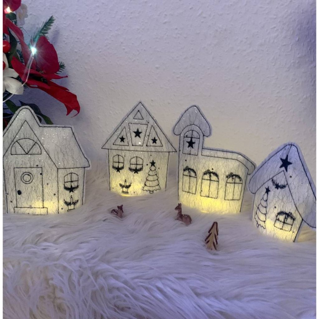 Stickdatei Winterdorf Weihnachten Lichthaus 3 In the Hoop – Haus Set 768 für Stickmaschine 13x18 Bild 3