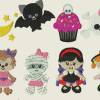 Stickdatei Halloween Hexe, Vampir, Totenkopf Set 3 Maschinenstickerei  Werwolf Muffin